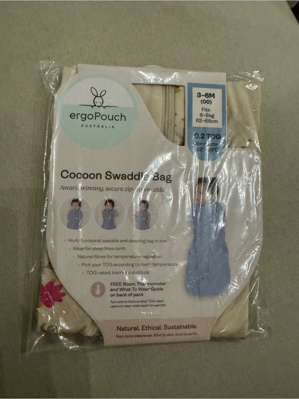 Cocoon Swaddle Bag in Cream - Secure Zip Swaddle for Babies